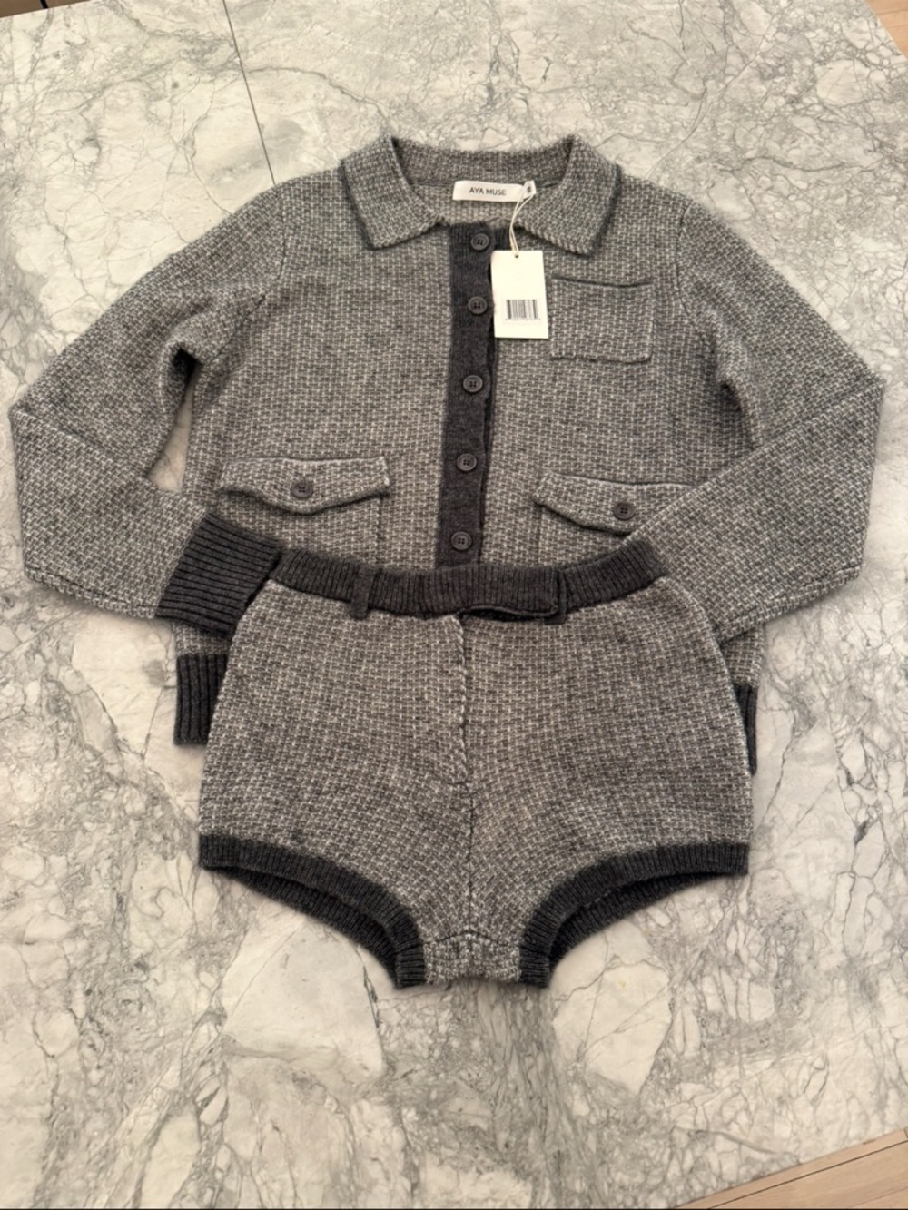 Aya Muse Knit Micro Mini Shorts & Sweater Matching Set